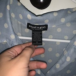 Baby blue polka dot button down top! Super comfy.